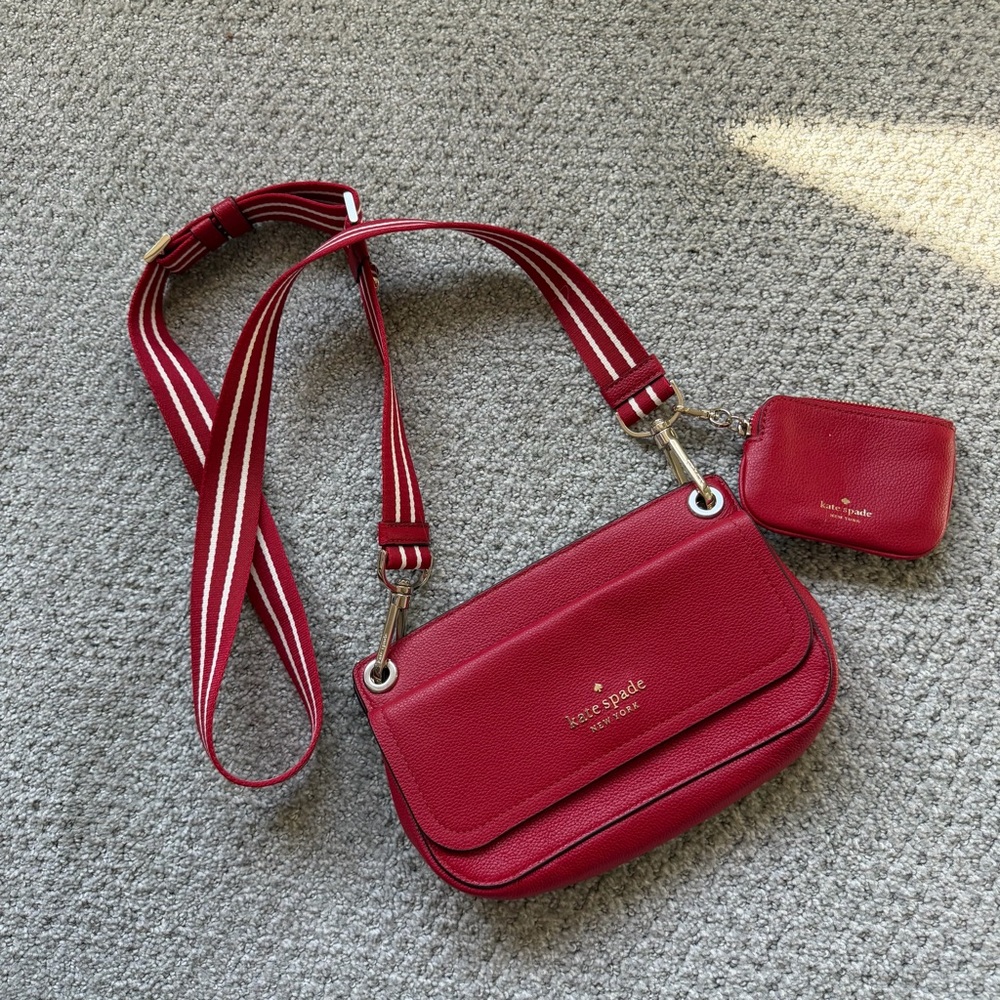 Kate Spade Cherry Red Crossbody Bag with Pouch
